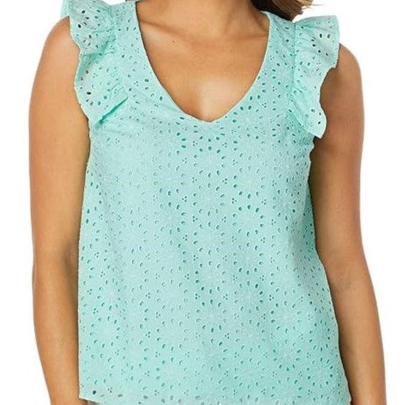 Lilly Pulitzer Surf Blue Eyelet Top - Picture 2 of 3